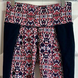 Athleta Women's XS Leggings Navy & Coral Floral Athletic Capris